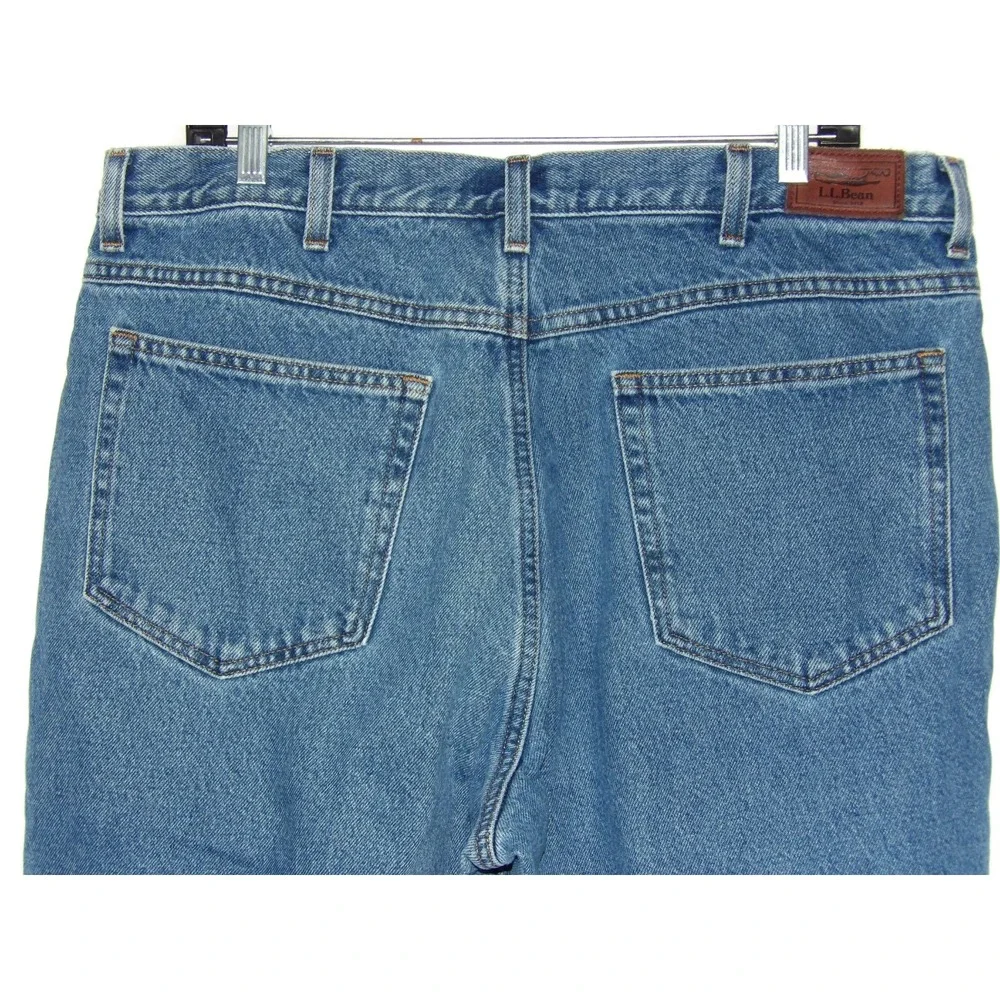 L.L. Bean 100% Cotton Flannel Lined Straight Leg Denim Jeans Men's 37 X 29